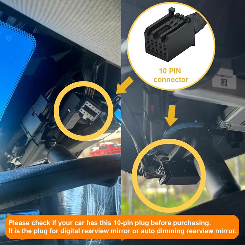Dash Camera Power Adapter (10-Pin) for Chevrolet GMC Buick Cadillac Chevy, Connect Auto Dimming Rearview Mirror, USB Power Source, Easy to Install, 5V 12V Output, for Dashcam, Radar, D3-019