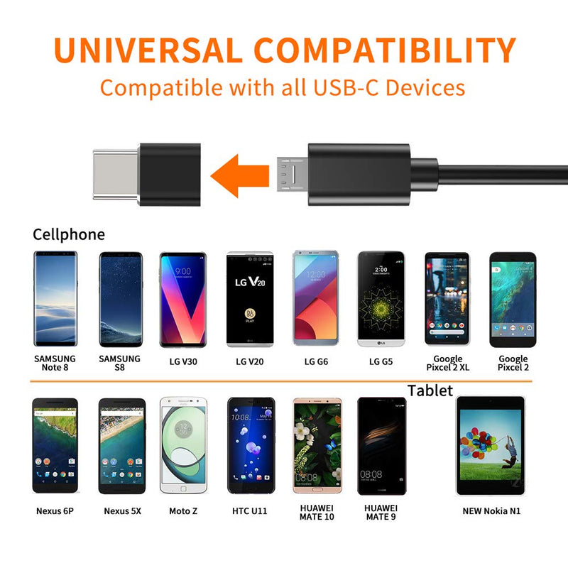 JXMOX USB Type C Adapter (4-Pack), Micro USB Female to USB C Male Fast Charging Connector for Samsung Galaxy S20 S10 S9 S8 Plus,Note 9 8,A10 A20 A51,LG V35 V30 G7 G6,USB C Charger (Black) Black