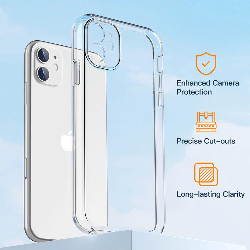 COOLQO Compatible with iPhone 11 Case, and [2 x Tempered Glass Screen Protector] for Clear 360 Full Body Coverage Hard PC+Soft Silicone TPU 3in1 Shockproof Protective Phone Cover 111_Clear 6.1 Inch