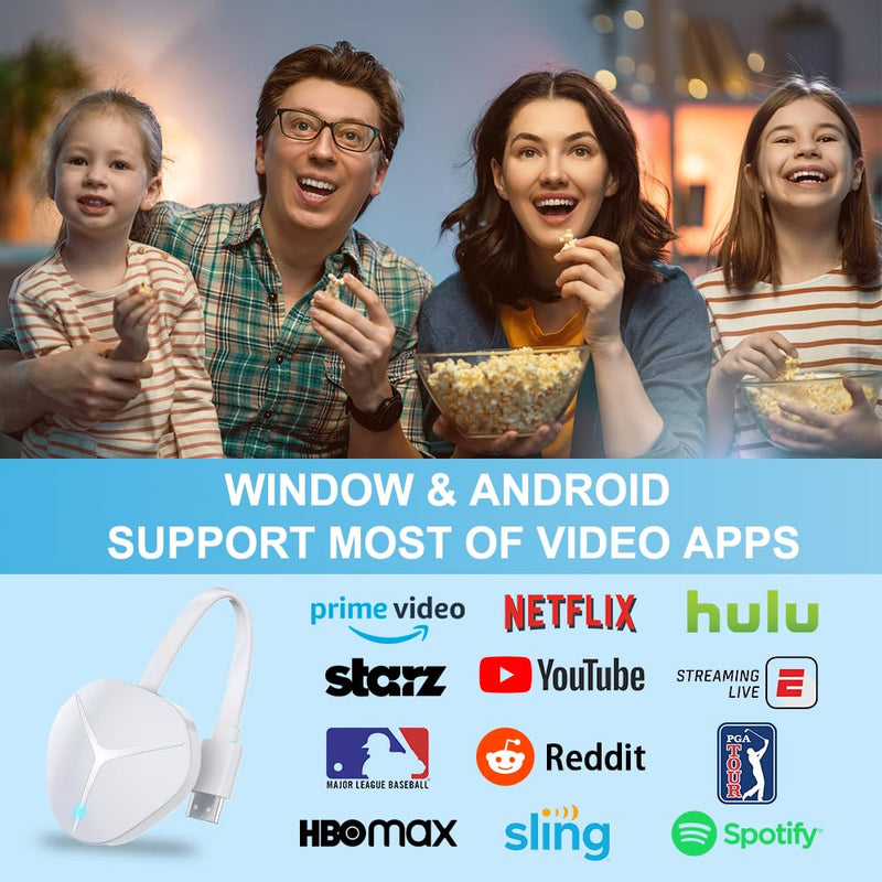 4K Wireless HDMI Display Adapter, SOCLLLife Screen Mirroring Dongle for i-Phone, i-Pad, Android, Windows, Laptop to HDTV/Projector/Monitor, Support Airplay, Miracast for Casting Video & Audio, White 18cm