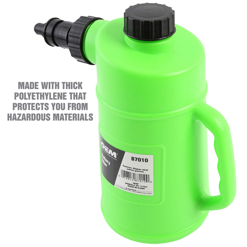 [AUSTRALIA] - OEMTOOLS 87010 Battery Filler, 2 Liter Battery Water Filler, Distilled Water Jug with Auto Shutoff Nozzle, Spill Prevention, Heavy Duty Polyethylene Container 