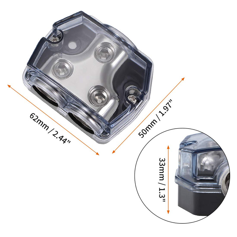 uxcell 2 Way Power Distribution Block 0 Gauge in 0 Gauge Out Power Ground Distributor for Splitter (Pack of 2)