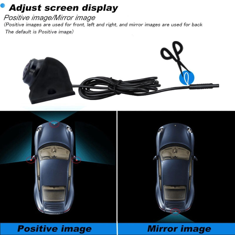 Car Side Rear View Backup Camera Reversing 5-in Monitor Reverse Image Front Parking Night Vision Rear Mirror Positive for Vehicle Waterproof IP68 Clear Night Vision Car Camera