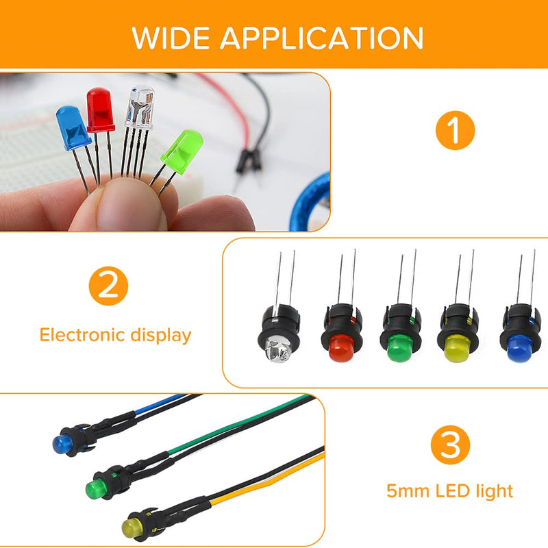 Lyeteung 150 pieces 5 mm plastic black LED diode holder, LED lamp holder, clip bezel mounting diode holder, LED socket, LED mounting clip 5mm Kunststoff - C