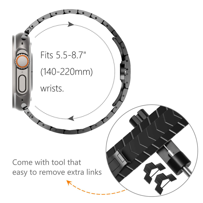 NewWays Grade 2 Titanium Band Compatible with Apple Watch Band Black