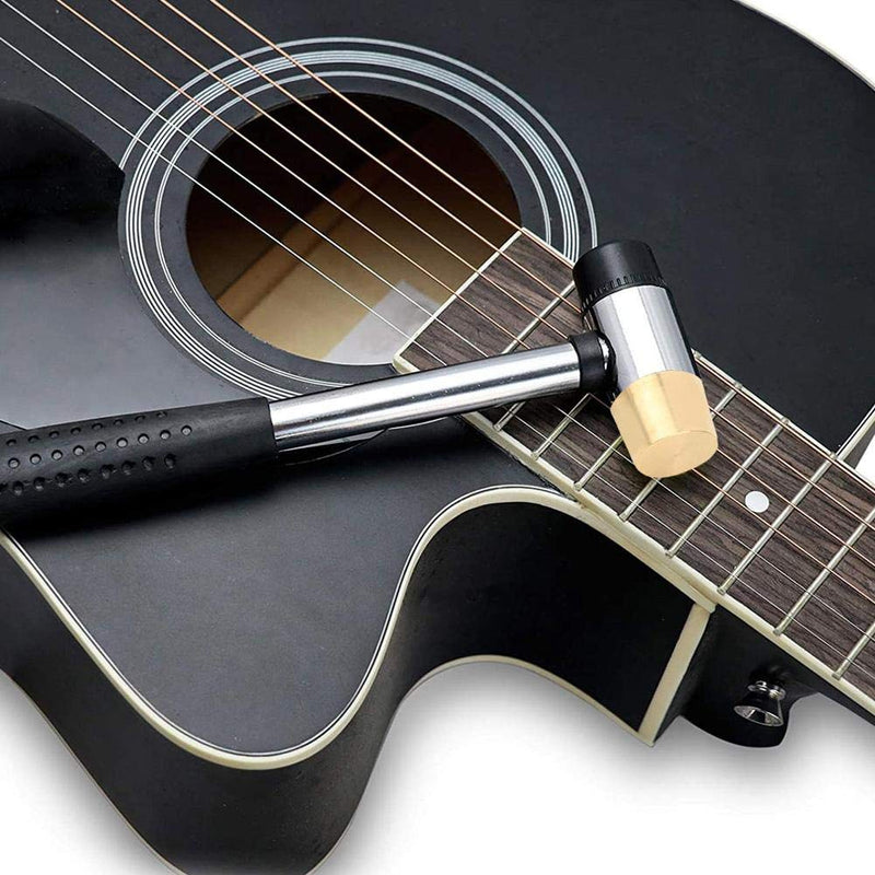 Guitar Hammer, Black Guitar Plastic Hammer Brass and Rubber Head Guitar Fret Hammer Ukulele Musical Instrument Accessories