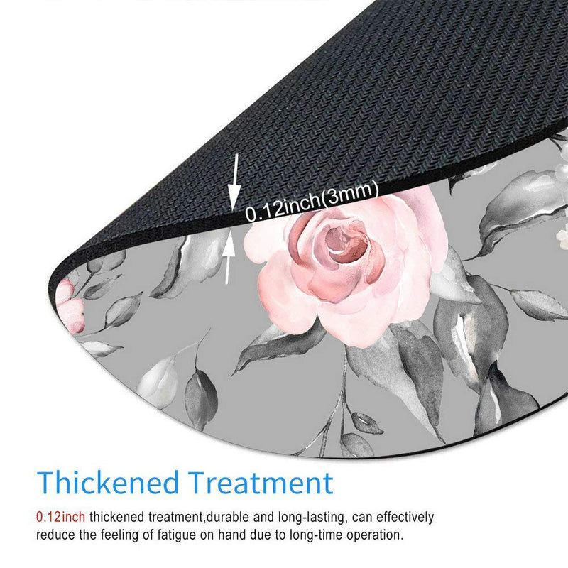 Amcove Spring Flowers and Leaves Round Mousepad Roses Mousepad Gray Pink Roses Mousepad Flowers Office Supplies Mousepad Floral Mouse mat AMR24