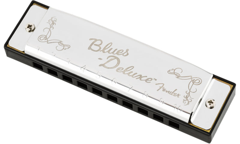 Fender Blues Deluxe Harmonica - Key of C Bundle with Carrying Case, Austin Bazaar Online Manual, and Polishing Cloth