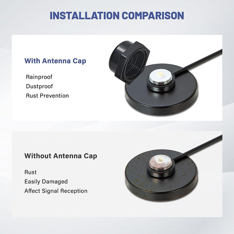[AUSTRALIA] - Anina NMO Antenna Magnetic Base Mount 16.4 FT RG58 Coaxial Cable PL-259 Plug with NMO Antenna Mounting Cap for CB Ham GMRS Radio Marine Two Way Radio 