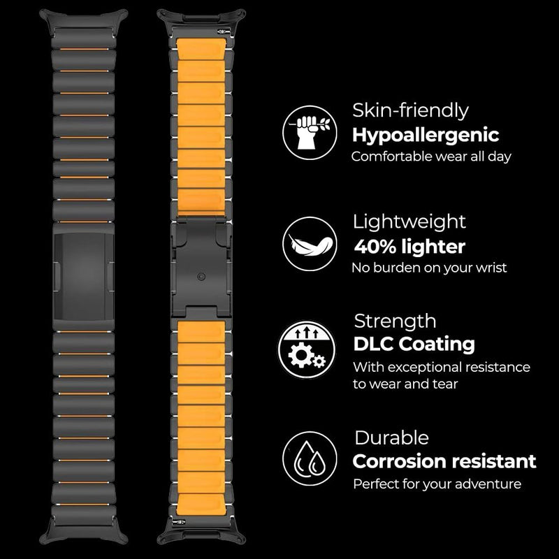 Titanium-Silicone Band for Galaxy Watch Ultra 2 1 (2026/2025/2024) | G2 Ti No Gap Metal Strap for Samsung Ultra 47mm | Silicone Lining,Anti-Slip, Lightweight,Hypoallergenic,Fit Wrist 6.3''-9'' black green