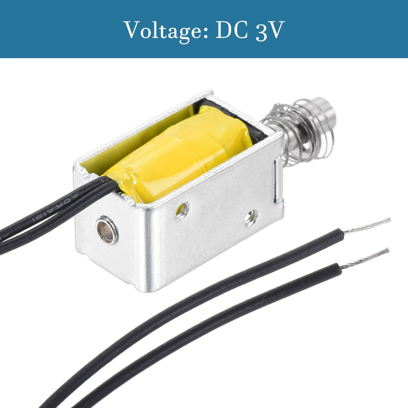 QUARKZMAN DC 3V 0.5A Open Frame Solenoid Electromagnet x 1 Piece Pressure Pull Type Open Frame Solenoid Electromagnet for Vending Machines, [Silver Tone, Black]