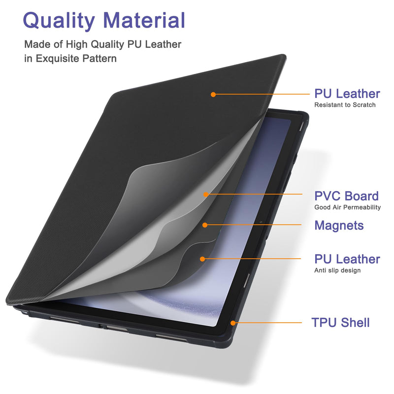 CoBak Case for Samsung Galaxy Tab A9 Plus 10.9-inch 2023, Multi-Viewing Angles, All New PU Leather Smart Cover with Auto Sleep Wake Feature for Samsung Galaxy Tab A9 + Tablet Black