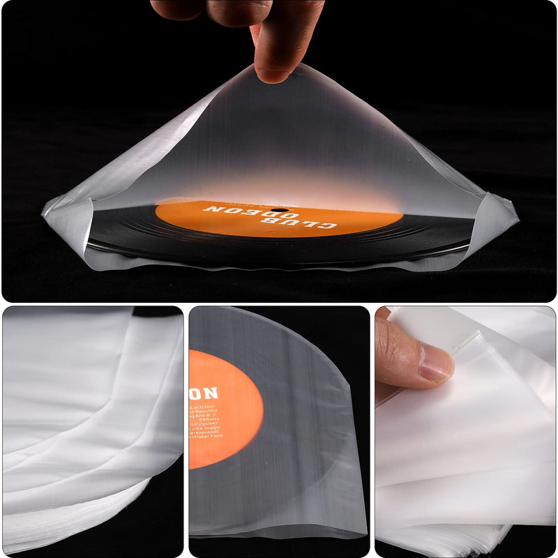 [AUSTRALIA] - Facmogu 100 Pieces 7 Inch Round Bottom Vinyl Record Sleeves, U shaped Record Sleeves Interior Disc Cover for 45 RPM Records Collections, Crystal Clear Vinyl Covers for Protect LP Albums from Scratches 