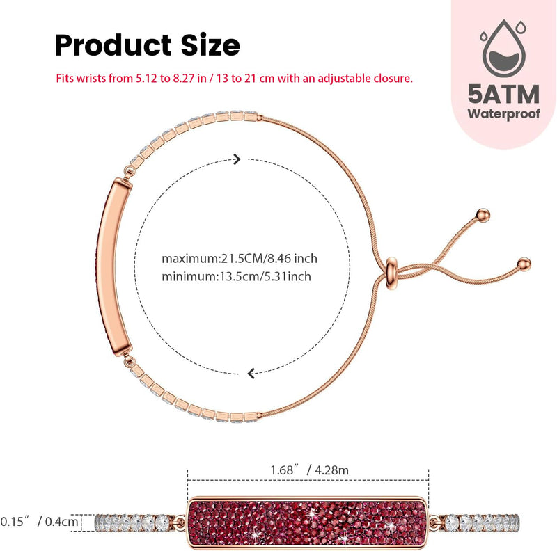 Smart Bracelet for Women | Screenless Jewelry Fitness Tracker with Sleep, Heart Rate, Stress & Steps Tracking, 7-Day Battery, Waterproof, Red Pure Red