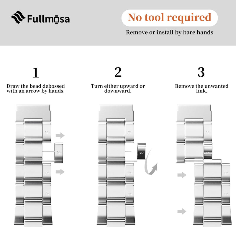 Fullmosa Compatible Stainless Steel Apple Watch Band with case 44mm/45mm/42mm Coffee Gold & Compatible Metal Apple Watch Band with case 44mm/45mm/42mm,Silver