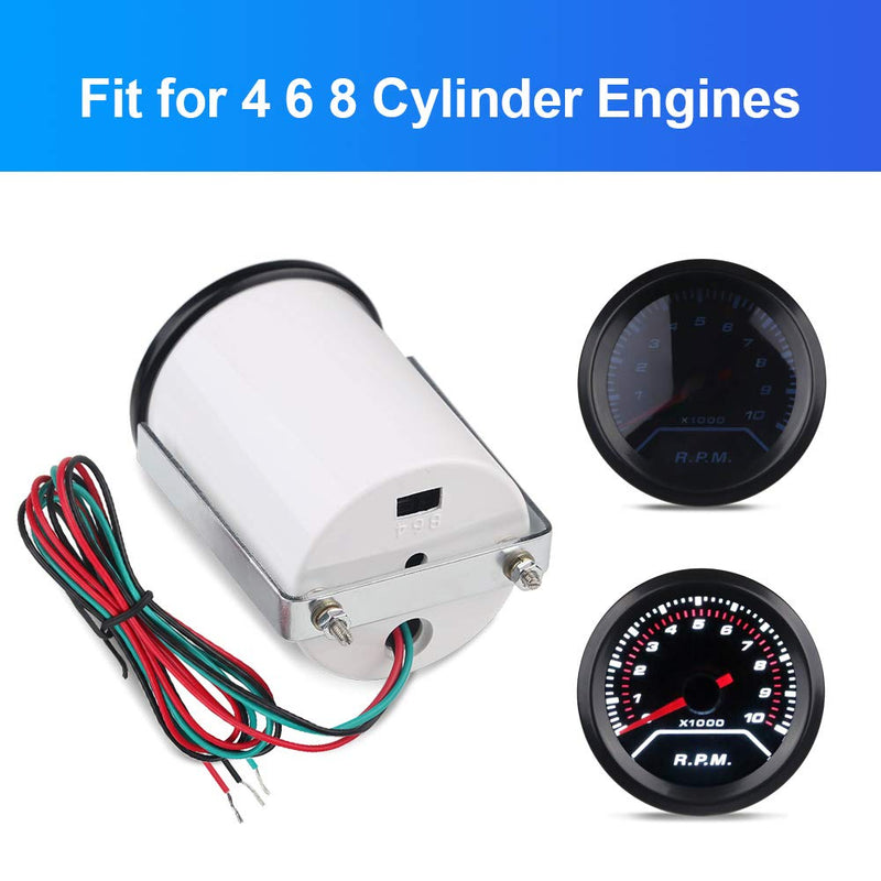 [AUSTRALIA] - WATERWICH Tachometer Tacho Gauge Meter 0-10000 RPM Gauge Meter 2inches 52mm Universal for 4 6 8 Cylinder Car SUV Vehicle Automotive 