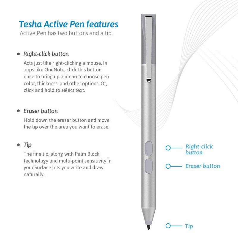 Digital Pen Active Stylus for ASUS Transformer T102HA T103HA T303UA T305CA T304UA, ZenBook UX560UA UX561UA, Vivobook TP510UA TP203NA TP401NA with 1024 Levels of Pressure Sensitivity Platinum