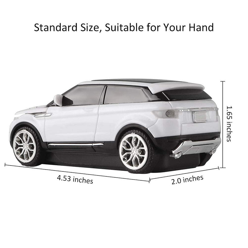 CHUYI Cool SUV Car Shaped Wireless Mouse 1600 DPI Optical Cordless Mice with USB Receiver for Office School Travel for PC Computer Laptop Gift (White-1 Pack) White