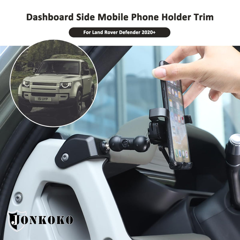 Alumium Alloy Dashboard Side Mobile Phone Holder Trim Compatible with Land Rover Defender 90 110 130 2020-2024 Car Central Control Car Phone Mount (Style B, Left)
