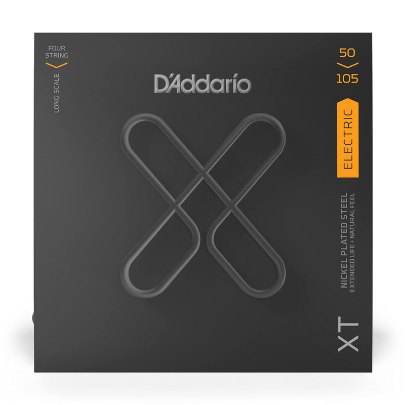 D'Addario Bass Guitar Strings, XT Coated Electric, XTB50105, Medium 50-105, 4-String Set, Pack of 1 Medium, 50-105