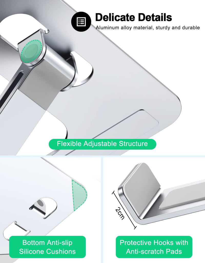 Foldable Laptop Stand, Height Adjustable Ergonomic Computer Stand for Desk, Aluminum Portable Laptop Riser Holder Mount Compatible with MacBook Pro Air, All Notebooks 10-16" Silver