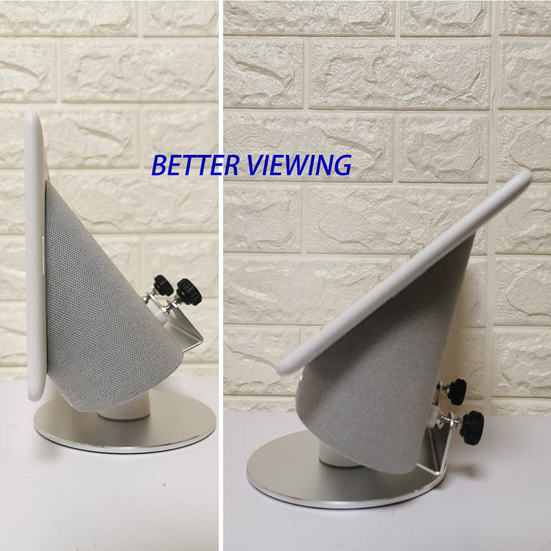 [AUSTRALIA] - Adjustable Aluminum Swivel Stand for Google Nest Hub Max - 360° Horizontal Rotation, ±30° Tilt, Non-Slip Silicone Pads, Easy Installation, Universal Compatibility, Durable & chassis Metal Design silver 