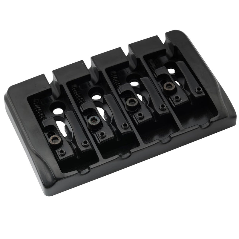 Musiclily Pro 19mm Locking Saddles Hard Zinc 4-String Bass Bridge, Black