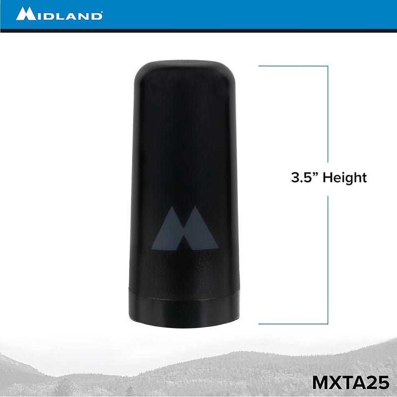 Midland® MXTA25 3DB MicroMobile® Compatible Gain Ghost Antenna – 3.5” Tall with 1.5” Base Diameter – Low Profile GMRS NMO Connection