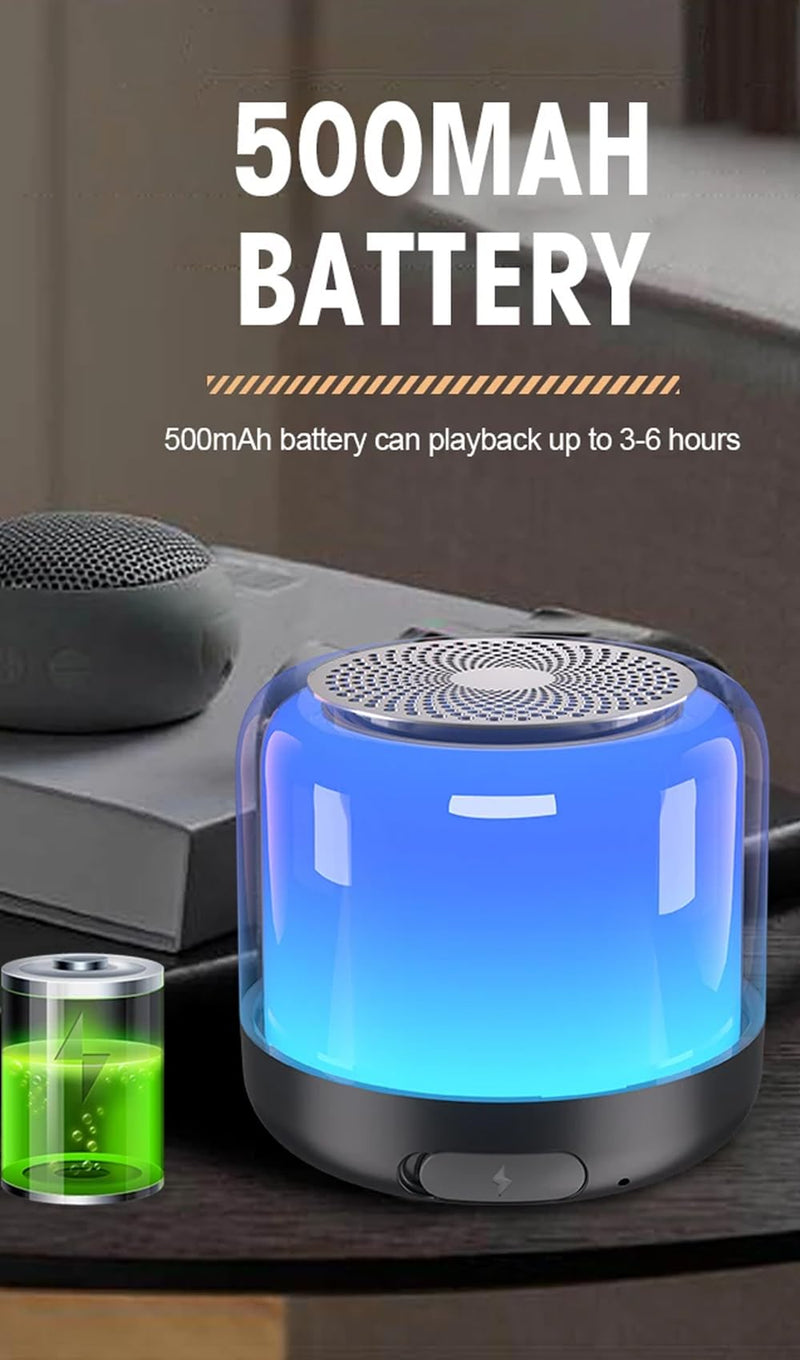 Portable Bluetooth Speakers with Colorful Lights, Loud Sound, Small Bluetooth Speaker with Wireless Stereo Pairing, HiFi Sound, Long Playtime,for Shower,Home,Outdoor-W