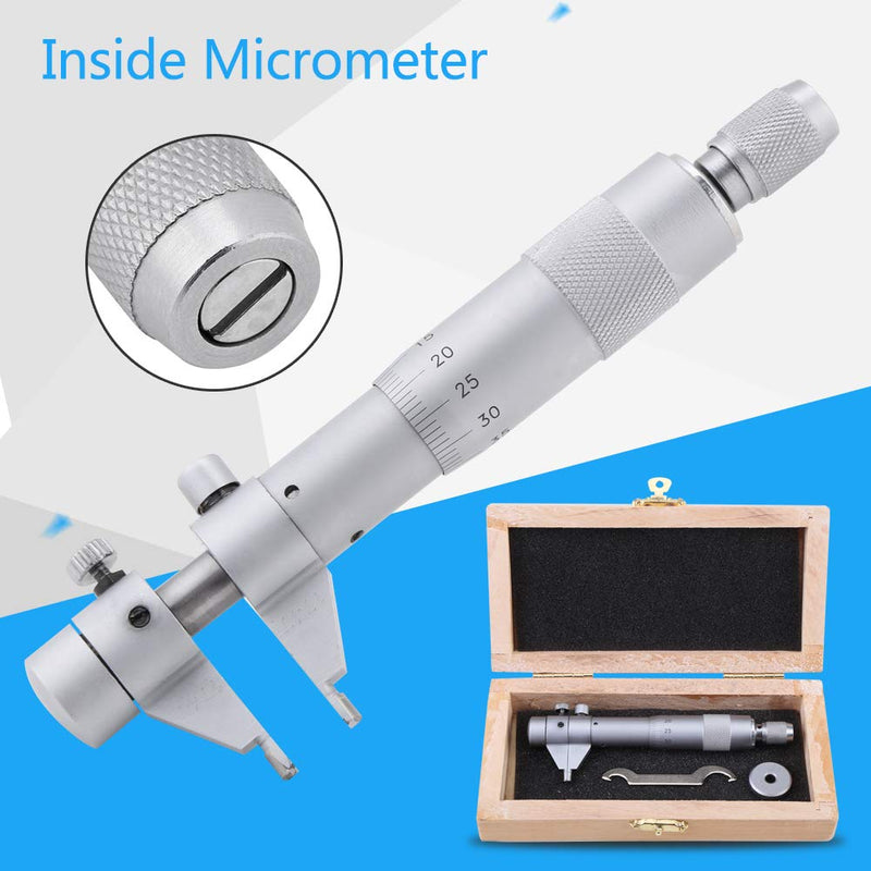 Inner Micrometer, Vernier Caliper, Inner Micrometer Set, 5-30 mm, Metric Inner Diameter Micrometer Set, 0.01 mm Accuracy, Internal Bore Hole Vernier Caliper Type with Storage Box