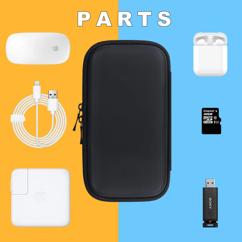 Elonbo Hard Electronics Accessories Travel Case Bag for MacBook Air Pro Charger iPhone 13 / 13 Pro Charger USB Hub, Extra Mesh Pocket Fits Charging Cable Cord Power Adapter Hard Drive, Black+ Black