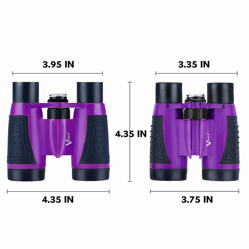 Compact Binoculars for Kids Bird Watching Hiking Camping Fishing Accessories Gear Essentials Best Toy Gifts for Boys Girls Children Toddler Waterproof 5X30 Optical Lens Including Compass Purple