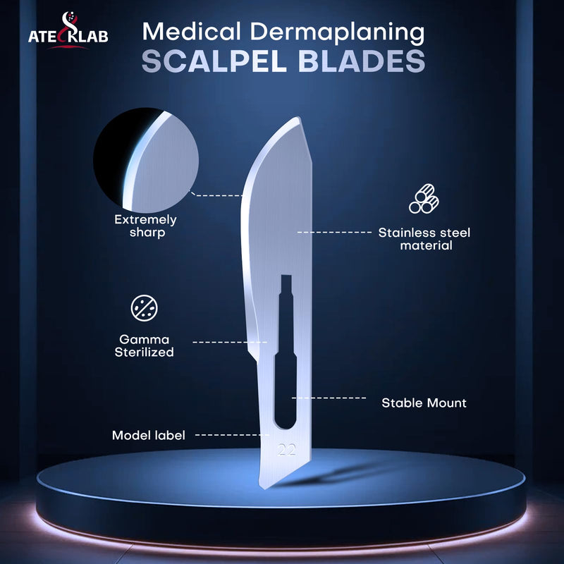 100 - Pack Sharp Carbon - Steel Disposable Scalpel Blades - Individually Packed - for Anatomy, Crafts & Dermaplaning (#10) G142 -10