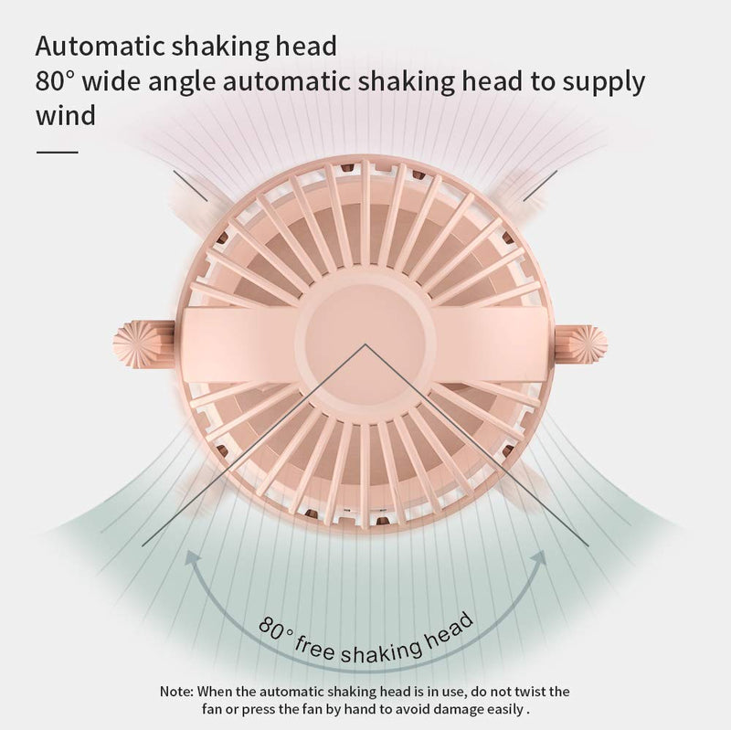 Small Desktop USB Table Desk Fan Personal Fan, Cactus Mini Handheld Rechargeable 80 Degree Auto Rotation Portable Fans, 3 Speeds Strong Wind, Quiet Operation Fan for Girls Baby Room Home Office Pink