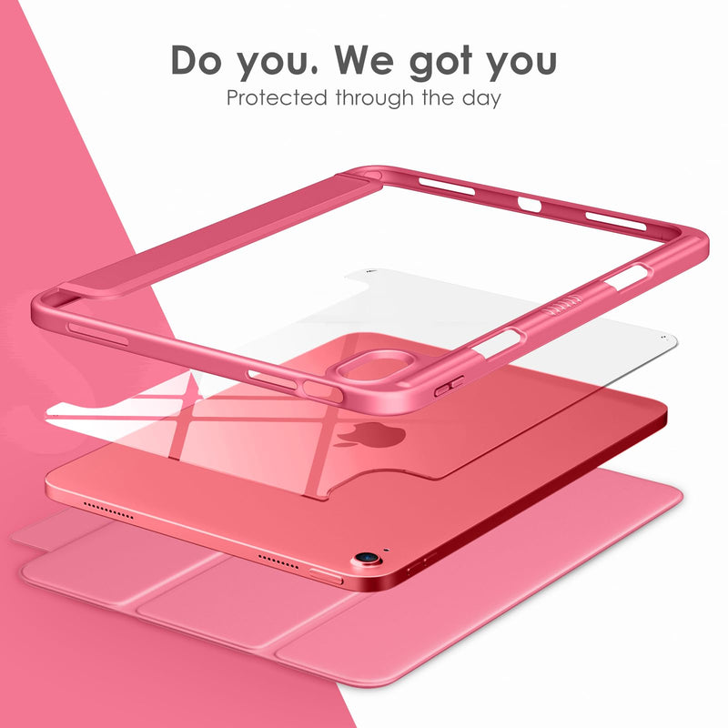 DTTOCASE for iPad 10th Generation Case 2022, 10.9 Inch Case with Clear Transparent Back and TPU Shockproof Frame Cover [Built-in Pencil Holder, Support Auto Sleep/Wake] -Watermelon Watermelon