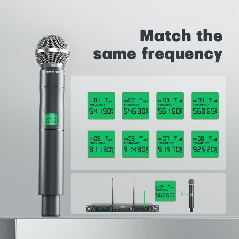 Phenyx Pro Professional Wireless Microphone, 541.9MHz UHF Dynamic Microphone, Metal Cordless Mic, Handheld Mic Transmitter for PTU-5000/PTU-4000 Series (PWH-5-541.9)