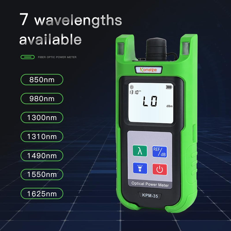 [AUSTRALIA] - Komshine KPM-35 Fiber Optic Cable Tester Portable Optical Fiber Power Meter with 7 Wavelengths 850nm-1625nm+Measurement Range -70~+10dBm+2.5mm Universal Interface+Self Calibration 
