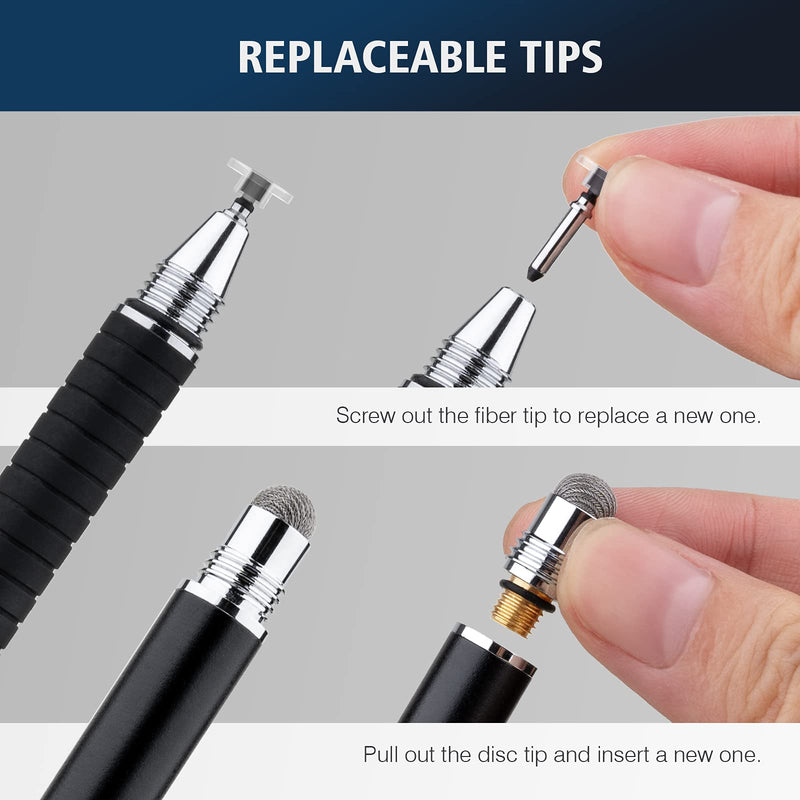 Stylus for iPad, Abiarst Stylus Pens for Touch Screens Disc & Fiber Tip for Apple/iPhone/Ipad pro/Mini/Air/Android/Microsoft/Surface All Capacitive Touch Screens (3-Pack (Black/Blue/Rose Gold)) 3-Pack (Black/Blue/Rose Gold)