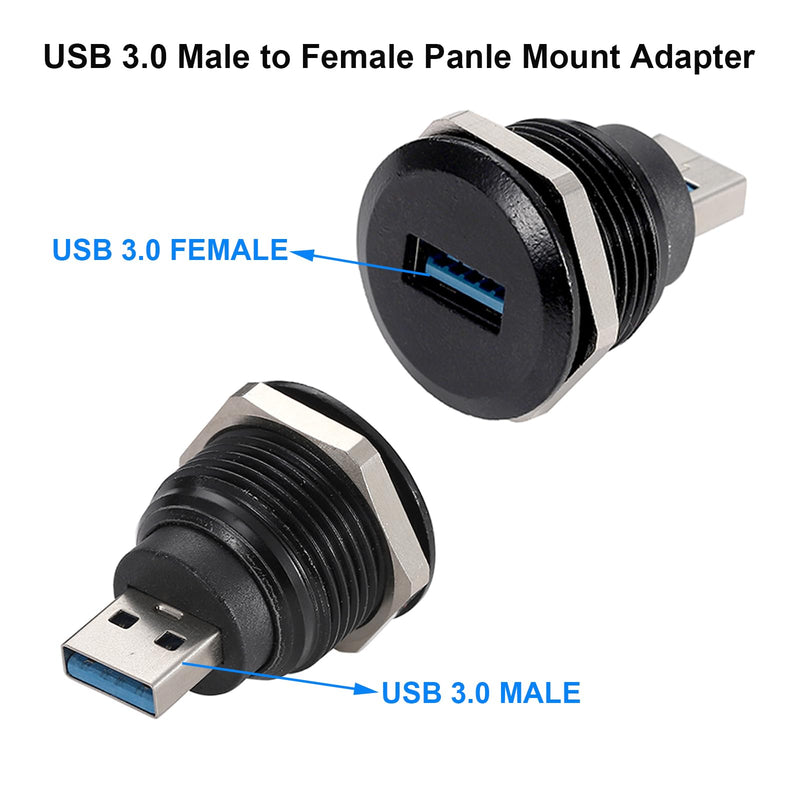 PENGLIN 2PCS USB 3.0 Connector, USB Male to Female Conversion Connector, USB3.0 Panel Mount Extension Adapter for Data Transfer/Charging (Pack of 2) USB 3.0(2PCS) (Pack of 2)
