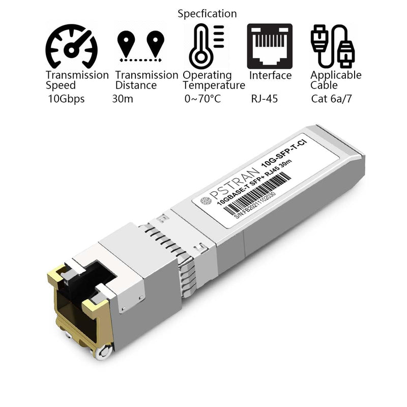 10GBASE-T SFP+ to RJ45 Copper Transceiver Module Compatible with HPE Aruba ProCurve JL563A 10G SFP+ 30m Cat6a/7 10GBASE-T: 30m for HPE Aruba 1