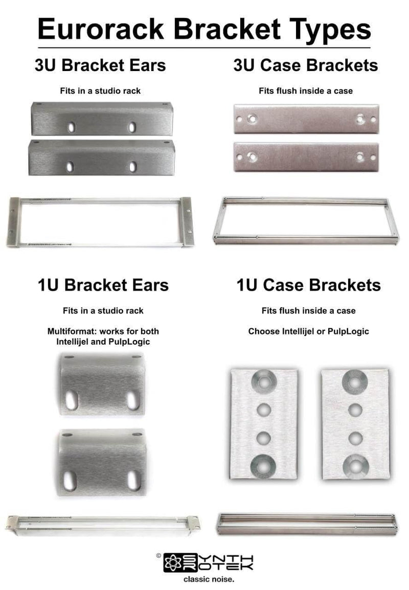 3U Eurorack Bracket Ears 104HP Rails, 50 Slide Nuts by Synthrotek: Modular Rackmount Ears