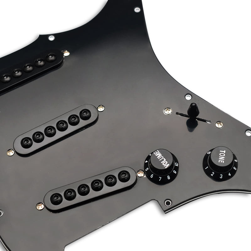 [AUSTRALIA] - SAPHUE Prewired ST Pickguard SSS 3 Single Coil Pickups Adjustable Big Screws Loaded Electric Guitar Pickguard for Fender Strandard Straocaster Guitar Parts (Black) Black 