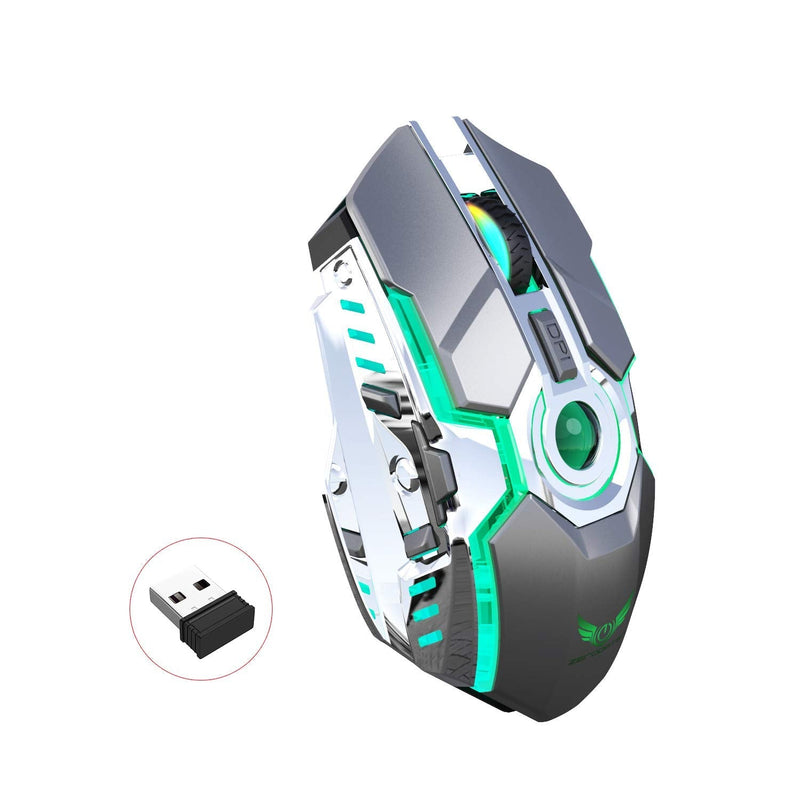 Rechargeable 2.4G Wireless Gaming Mice with USB Receiver and RGB Colors Backlit for Laptop,Computer PC and MacBook(Gray) Gray