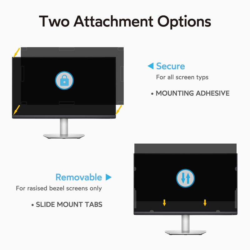 MOBDIK 23.8 Inch Computer Privacy Screen Filter for 16:9 Aspect Ratio | 2 Pack Removable Computer Monitor Privacy Screen Shield, Anti-Spy, Anti-Glare Blue Light Filter, Anti-Scratch 23.8"(16:9)