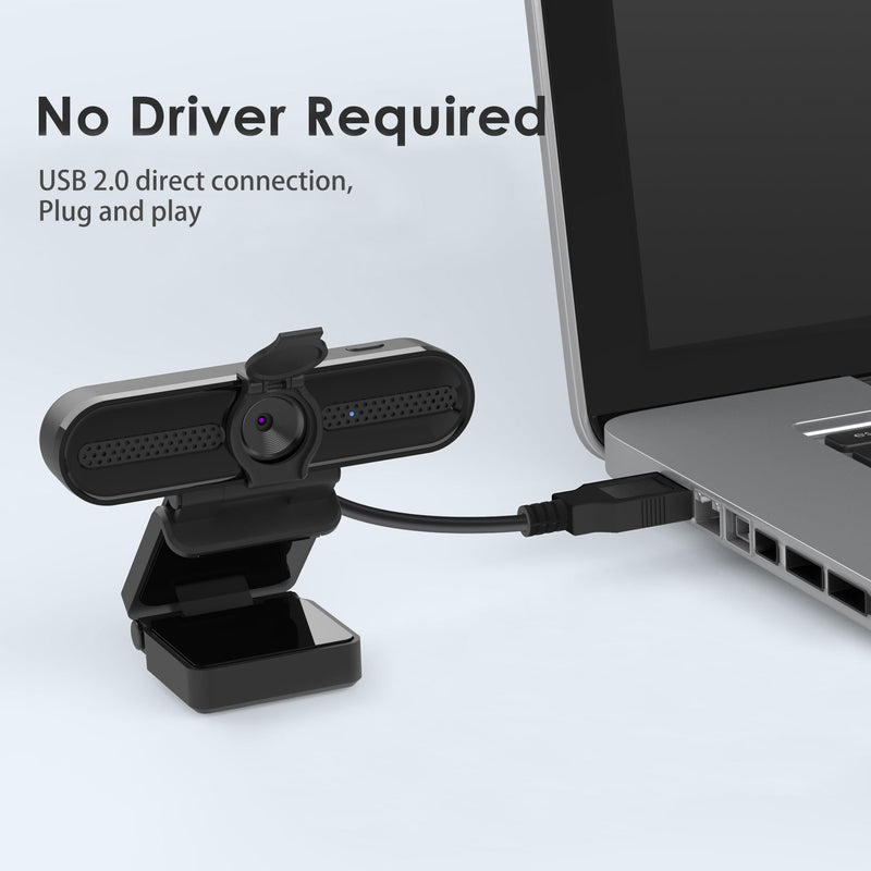 2K Webcam, SAYLAS FHD Streaming Camera with 2K/30fps, 1080P/60fps, Autofocus, Dual Noise-Cancelling Microphones, Privacy Cover and Tripod, for Computer/Zoom/Skype/Teams/Laptop/MacBook/Windows