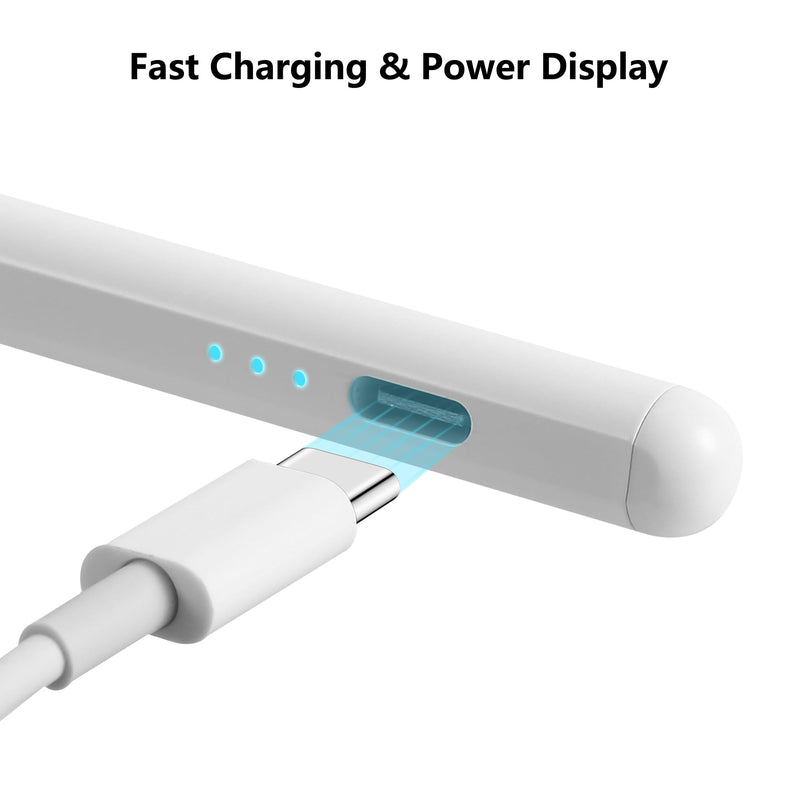 Stylus Pen for iPad 2018-2024 Apple Pencil 1st Generation for iPad 10th 9th 8th 7th 6th Gen, iPad Air 3rd 4th 5th Gen, iPad Pro 11 12.9 13 inch, iPad Mini 5 6, Palm Rejection Tilt Sensitivity (White) White