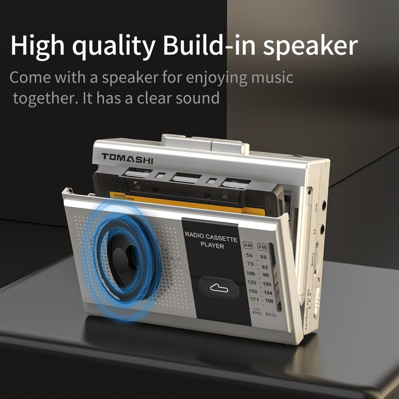 [AUSTRALIA] - TOMASHI Cassette Player Tape Recorder FM AM Radio with Built-in Speaker,Microphone F-315B 