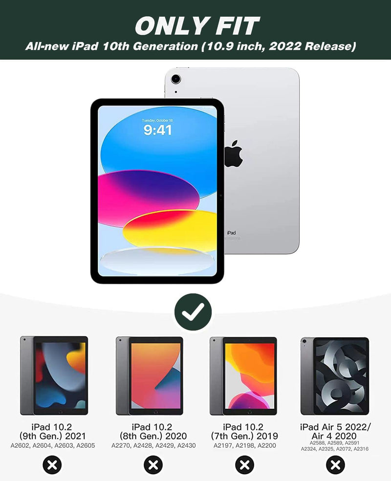 ZryXal New iPad 10th Generation Case 10.9 Inch 2022 with Pencil Holder, Smart iPad Case with Soft TPU Back [Support Auto Wake/Sleep] (New Midnight Green) New Midnight Green
