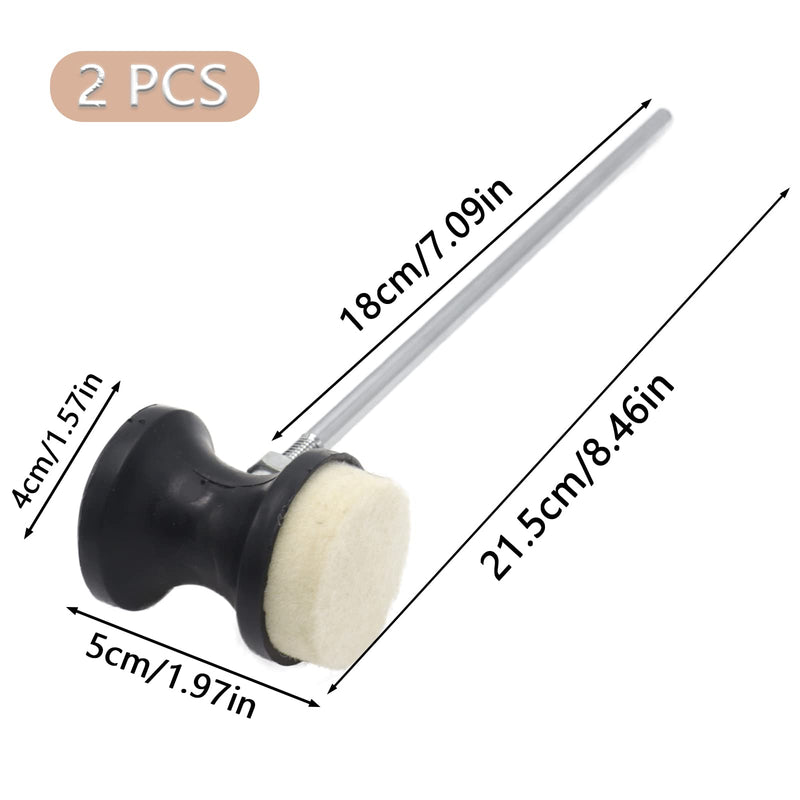 2pcs Double-Sided Bass Drum Pedal Beater, Double Kick Drum Pedals Beater, Stainless Steel Handle Bass Drum Pedal Beater with Felt Head, Drum Percussion Parts Accessories Black