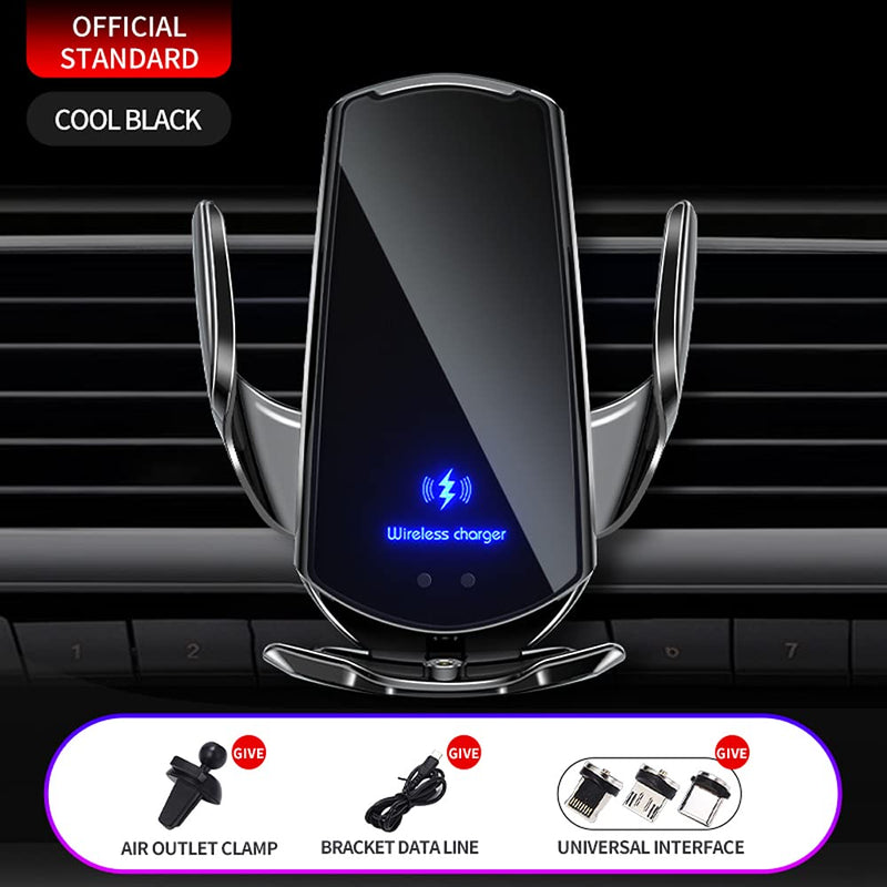 Q3 Smart Sensor Car Phone Wireless Charger,15W Qi Fast Charging Auto-Clamping Car Holder, Air Vent Phone Holder，for iPhone17/16/15/14/13/12series,and All Qi Enable Android Cellphone (Q3-Black) Q3-Black